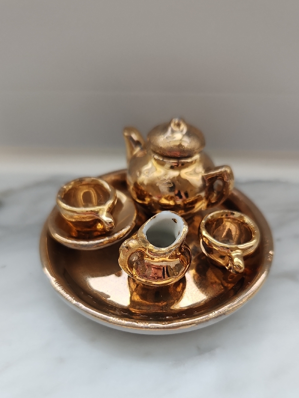 Antique Miniature Gold Gilded Tea Set made in Germany